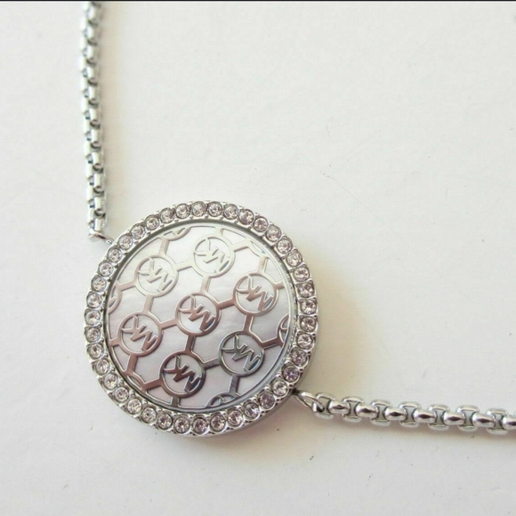 MK Monogram MOP & Silver-Tone Disk Slider Bracelet - Picture 4 of 4